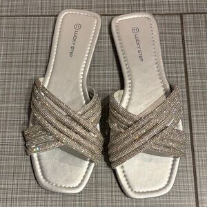Silver Studded Diamond Women's Sandals Size 11